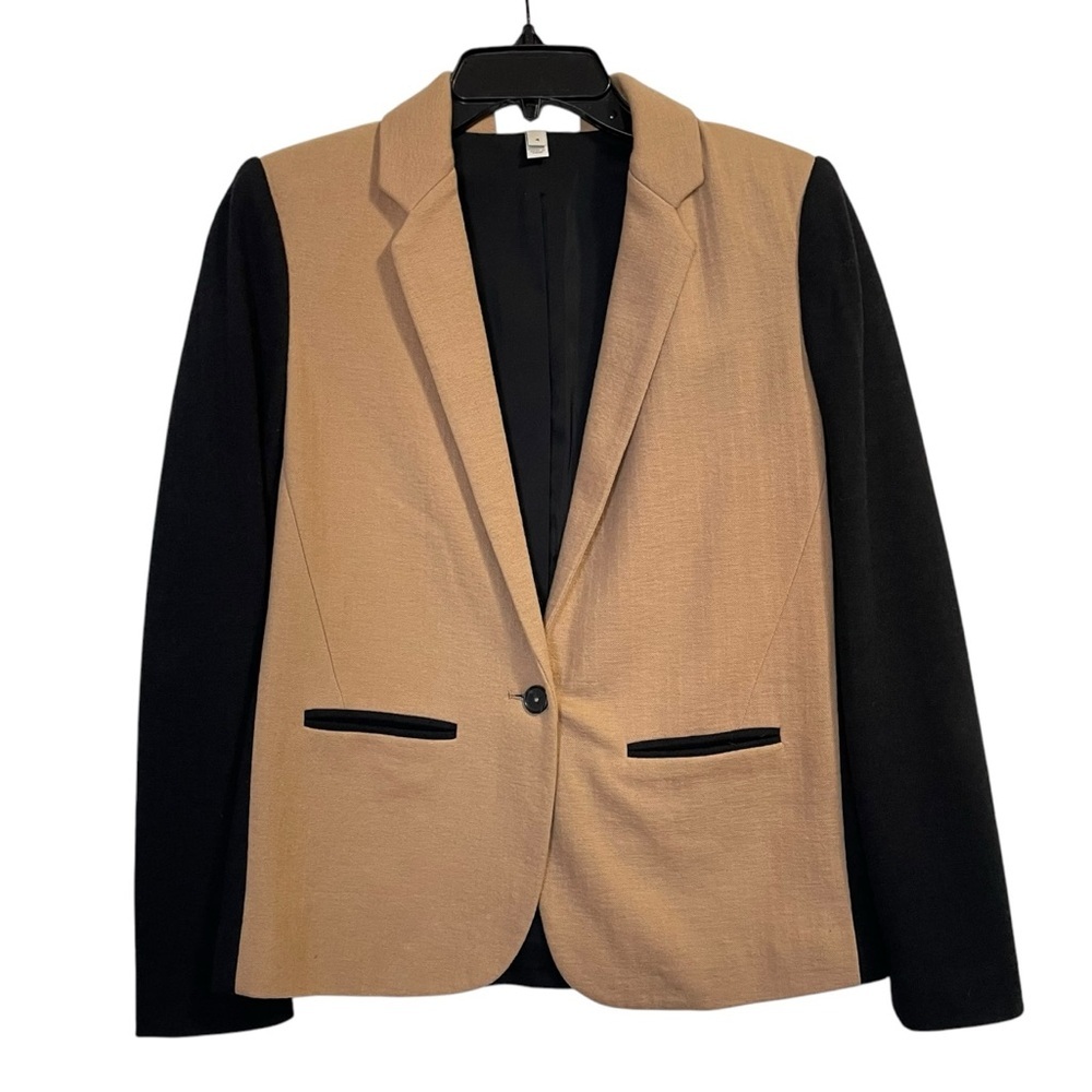 J.Crew Two-Tone Neutral Black/Tan Wool Single Notched Lapel Academia Blazer Sz 4